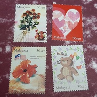 STAMP MALAYSIA SETEM 2007 personalised my stamp setemku mnh love bunga teddy bear bunga raya 4v 30 s