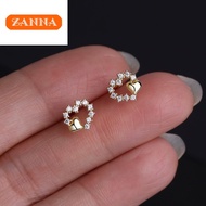 916 gold Zircon heart hoop earrings for women gift