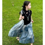 Horse Face Skirt Girls Skirt Thin Style Thousand-Character New Chinese Style Children Chinese Style 