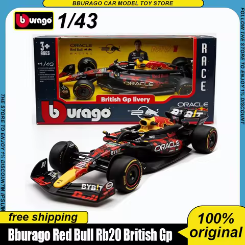 New In Stock Bburago 1:43 Red Bull Rb20 British Gp F1 Alloy Miniature Diecast Model Blood Red Bull C