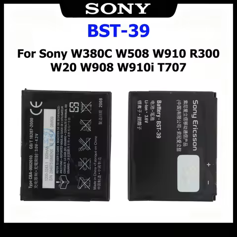 2pcs Original Sony Battery For Sony W380c battery W508 W910 R300 W20 W908 W910i T707 BST-39 920mAh R
