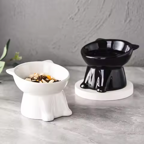 Black White Cat Bowl Cat Bowl Pet Bowl Pet Supplies Cat Bowl Dog Bowl New Cat and Dog Universal Pet 