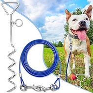 Dog Stake and Tie Out Cable for Yard, Camping and Outdoors Heavy Duty for Small to Medium Dogs (16-I