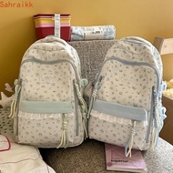 AXIOM Floral Print Backpack, Lace Decor Large Capacity School Bag, Casual Fresh Aesthetic Ultra Ligh