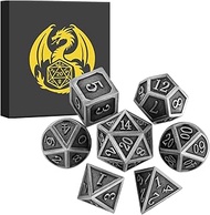 DND Metal Dice Set, 7-Piece Polyhedral Metal Dice Set, D&D Gifts with Gift Box, MTG, Role Playing Bo