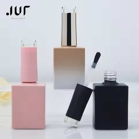 Empty Nail Polish Bottle 10ML 15ML Cosmetic Container Black Pink Glass with A Lid Brush Nail Glass B