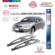 ใบปัดน้ำฝน ซิลิโคน ตรงรุ่น Honda Civic Dimension 2001-2005 ES ไซส์ 20-18 ยี่ห้อ BOSCH ของแท้ จำนวน 1 คู่**จัดส่งเร้ว บริการประทับใจ**