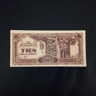 Uang Lama Indonesia Jaman Jepang 10 Gulden 1942-44 UNC