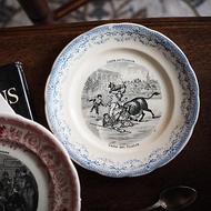 19世紀法國 Digoin &amp; Sarreguemines 古董粉藍色盤子