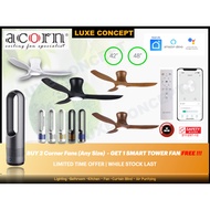 LUXE - ACORN DC168H Hugger Smart Ceiling (WI-FI）Fan 42/48“ with Remote & 24W LED Tri-Color lightkit