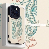 1 Ốp lưng điện thoại giả da mềm họa tiết cá ngựa màu xanh lá cây tối giản tương thích với Apple và S