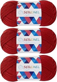 SEREMEL 3PCS Solid Color Acrylic Yarn, 1.76OZ 50g/PCS 142yd Crochet Yarn Super Soft, Suitable for Be