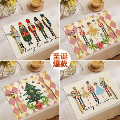 Amazon's best-selling Christmas placemrinted heat-resistant mats, western-style placemats wholesale