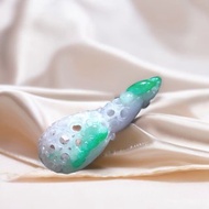 正陽綠白底青翡翠巧雕福氣葫蘆 | 天然緬甸玉A貨翡翠 |送禮