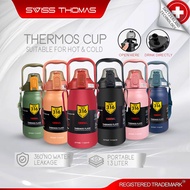 Swiss Thomas 316 Stainless Steel Tumbler Water Bottle with Straw Vacuum Flask Thermos Bottle Double 