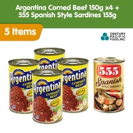 Argentina Corned Beef 150g Pack of 4 + 555 Spanish Style Sardines 155g