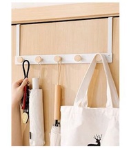 （白色圓鈎） 免打孔門後掛勾置物架/衣帽架 #(ONE)