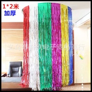 1 * 2m Color Strip Rain Silk Curtain Stage Birthday Background Set Tassel Rain Silk Door Curtain Bac