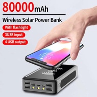 Solar Power Bank 80000Mah Wireless External Battery Portable Powerbank 4USB Convenient Travel For