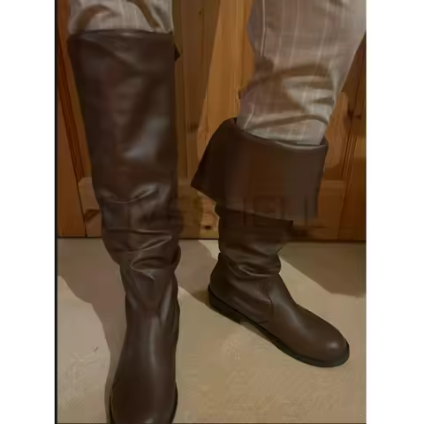 Halloween Medieval Leather Boots Jack Sparrow Renaissance Half Haddock Shoes Footwear Larp Pirate Wa