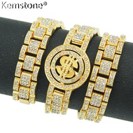 Kemstone Rotatable Dollar Watch Chain Pendant Necklace Jewelry for Men