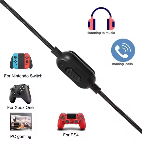 2m Aux Cord with Mute & Volume Control Headphone Audio Cable Audio Cord Line for Logitech GPRO/GPRO 