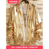 Golden Glossy Clothes Male Spirit Guy Golden Color Hip Hop Jacket Sequin Show Sparkling DJ Stage Jac