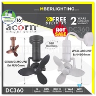 [Free Delivery] ACORN DC360 Smart Corner Fan 16"  360-Degree Oscillation +Remote Control