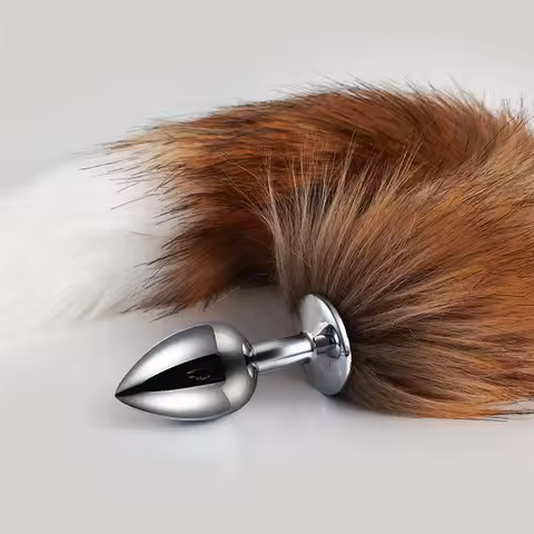 Fetish Slave Role Play Butt Bondage Restraints Brown White Pointed Fox Tail Anal Plug Sextouse Woman