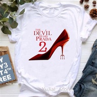 Fashion Tshirt Girls The Devil Wears Prada 2printed T Shirt Women Red High Heel Fashion T-Shirt Summ