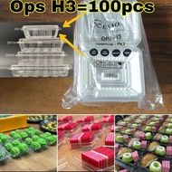 Ops H3 100pcs/ Benxon Plastic Tray/Go-H3/  Bakery Disposable Plastic Clear Food box/ Bekas Kuih