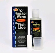 'O' Anchor Worm Fish Lice 125 ml. (กำจัดเห็บ หนอนสมอ พยาธิ ในปลามังกร และกระเบน)