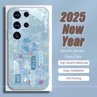 Case For Samsung S24 Ultra S23Ultra S22Ultra A55 S23FE Metal paint Soft frame Liquid glass back Phon