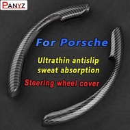 Car Steering Wheel Cover black suede leather For Porsche Compatible 911 718 928 968 992 Boxster Caym