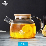One Two Cups Borosilicate Glass Teapot 1L with Strainer BR-384