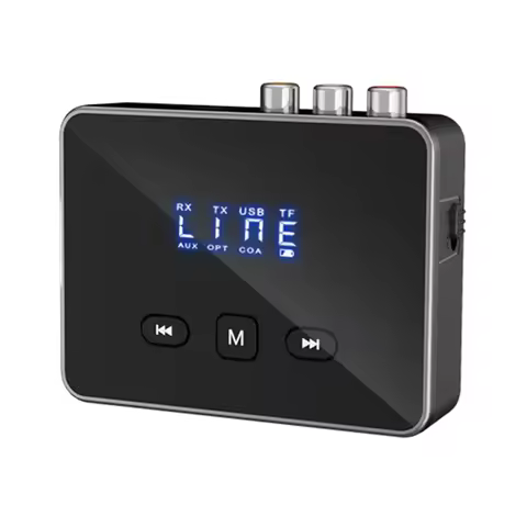 BT 5.4 Transmitter Receiver with RCA 3.5mm AUX & Display BT Audio Adapter BT Adapter for TV/Car/PC/H