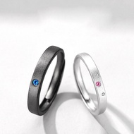 2PCS 925 Sterling Silver Starry Sky Rings Size Adjustable Couples Promise Engagement Rings for Him a