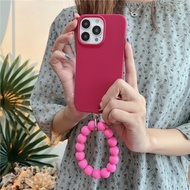 （Jump）INS Square Solid Color Ring Bracelet Silicone Case For iPhone 13 Pro 12 11 Pro Max XS Max XR X 7 8 Plus SE 3 Anti-drop Cover
