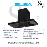ELBA 2 BURNERS GLASS STOVE EGH-N8822G(BK) 5.0kW ELBA DESIGNER HOOD 1800m3 MOTION SENSOR EH-R9033(BK)
