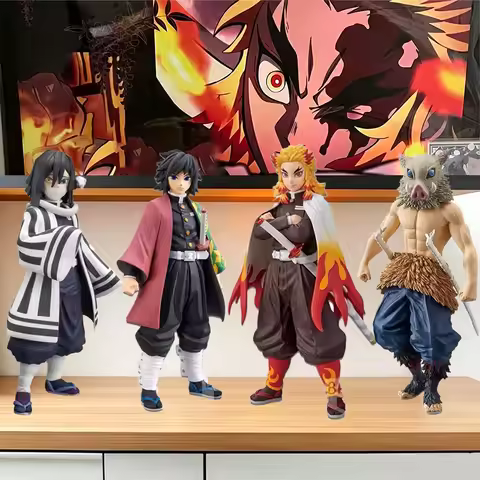 4PCS Demon Slayer Chibi Sitting Figures Set – Rengoku Kyojuro, Iguro Obanai, Shinazugawa Sanemi, Dou