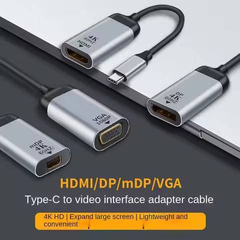 4K USB C to VGA/DP/HDM1-compatible/Mini DP Cable Thunderbolt Adapter UHD Type-C HDM1