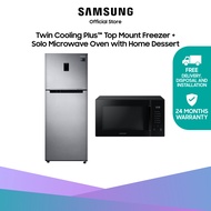 Samsung Twin Cooling Plus ™ Refrigerator Top Mount Freezer, 362L, Energy Rating 3 Ticks RT35K553ASL/SS - Fridge and Samsung Solo Microwave Oven with Home Dessert, 30L (Black) MS30T5018AK/SP