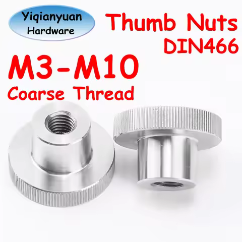 M3 M4 M5 M6 M8 M10 DIN466 SUS304 Stainless Steel Knurled Thumb Nut with Collar Blind/Through Hole 3D
