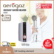 Aerogaz S600W Electric Instant Water Heater (White) - Copper Tank