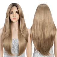 วิกผมสังเคราะห์ลูกไม้ด้านหน้า 26 "ตรงชั้น Ombre วิกผมลูกไม้คอสเพลย์วิกผมสีบลอนด์วิกผมผู้หญิงวิกผมลูก