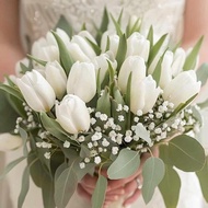 Tulip wedding bouquets bucket buket bunga segar fresh instan sameday siap pakai dan kirim kapan saja