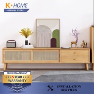 K Home Tv Console Cabinet Solid Wood Coffee Table Rattan Storage Cabinet Combination Living Room Nordic Cabinet Simple Modern