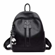 Alichoi korean leather double zipper backpack with deddy bear