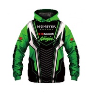 ＜729＞Kawasaki เสื้อฮู้ดพิมพ์ลาย3d แบบสวมหัว,เสื้อแจ็คเก็ตใส่ขี่รถจักรยานยนต์สำหรับผู้ชายเสื้อสไตล์ฮา