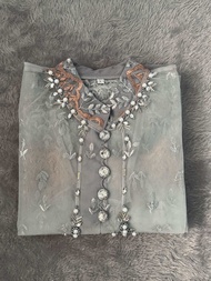 Nadira Dress Busui Bahan Organza Bordir Dengan Detai Payet Mote Gamis Pesta Baju Kondangan Mewah Ter